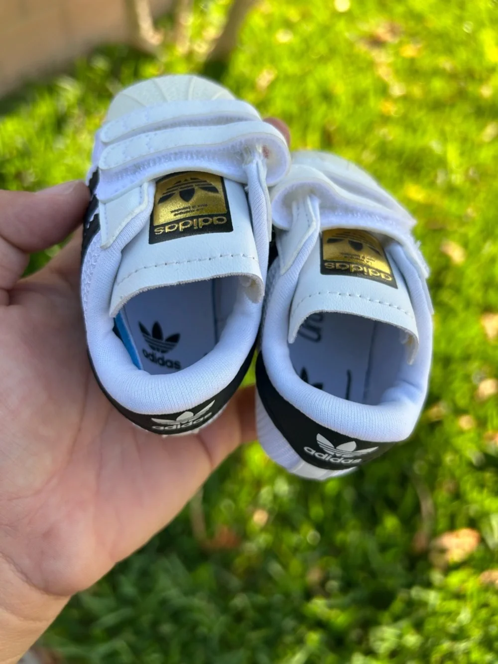 adidas White and Black Baby Superstar Crib Sneakers
